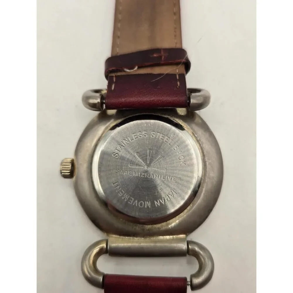Isaac Mizrahi Live! Genuine Red Leather Quartz Analog Ladies' Watch